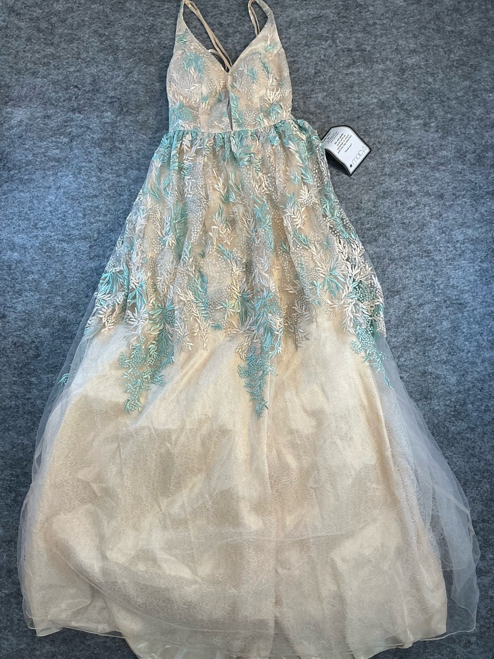 City Studio Sparkle Tulle Dress with Seafoam Embroidery Size 1